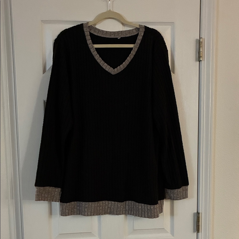 Amazon Black and Gray V-Neck Sweater